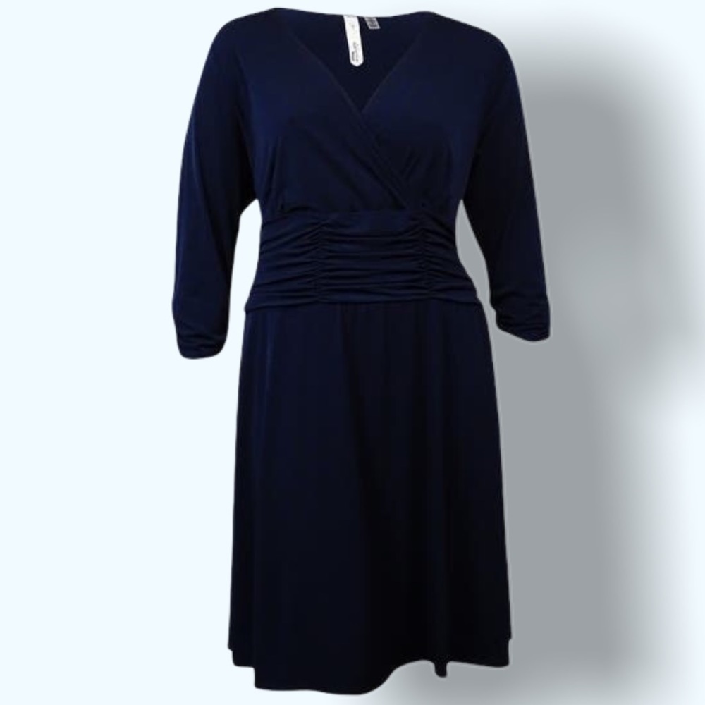 NWT NY Collection Navy Ruched Mini Dress Sz 1X